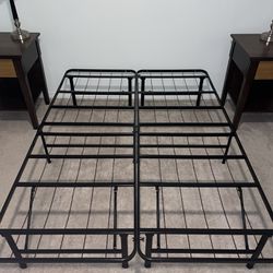 Black Foldable Metal Platform Bed Frame 