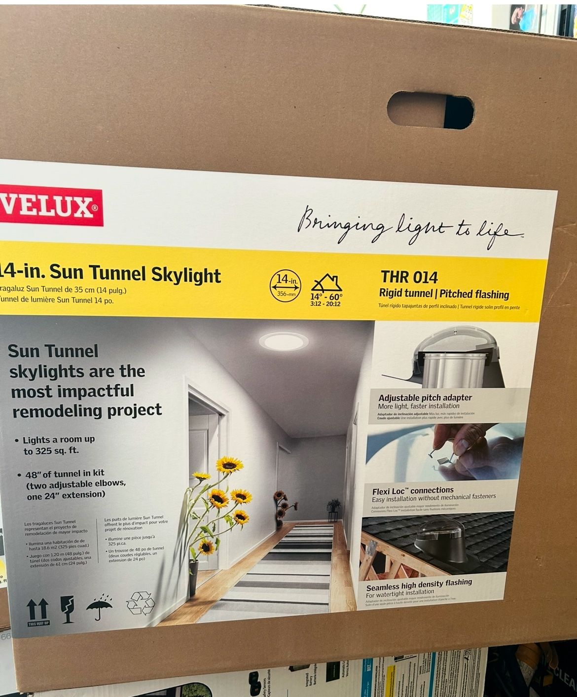 VELUX 14 in. Acrylic Dome Sun Tunnel Skylight with Rigid Tube and Pitched High Density Flashing,, BRAND NEW