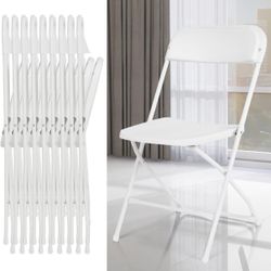 10 Pack White Folding Chairs 