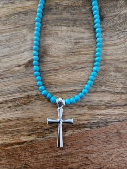 Blue Dream Turquoise SS Cross Necklace