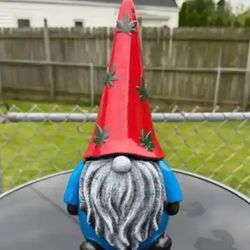 Red White And Blue Gnome With Leaf Hat