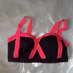 Balini sports bra black/hot pink crossover activewear top