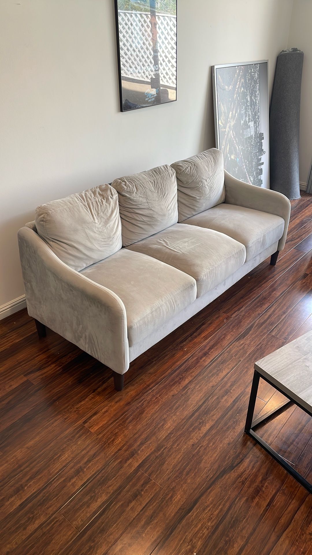 Modern Beige 3-Seater Couch – Comfortable & Clean