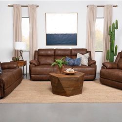BRAND NEW 3pc DARK BROWN SOFA LOVESEAT AND CHAIR WITH FREE DELIVERY PAY ON ARRIVAL
