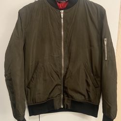 Zara Olive Green Bomber Jacket (Size: Medium)- $50