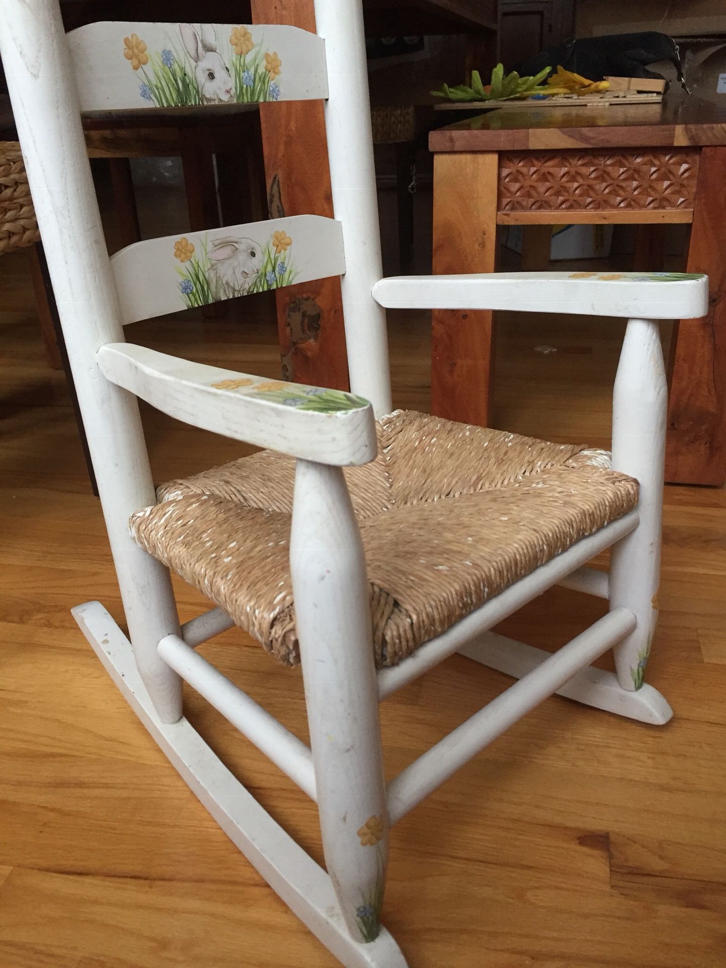 Hand painted wooden child’s rocking chair