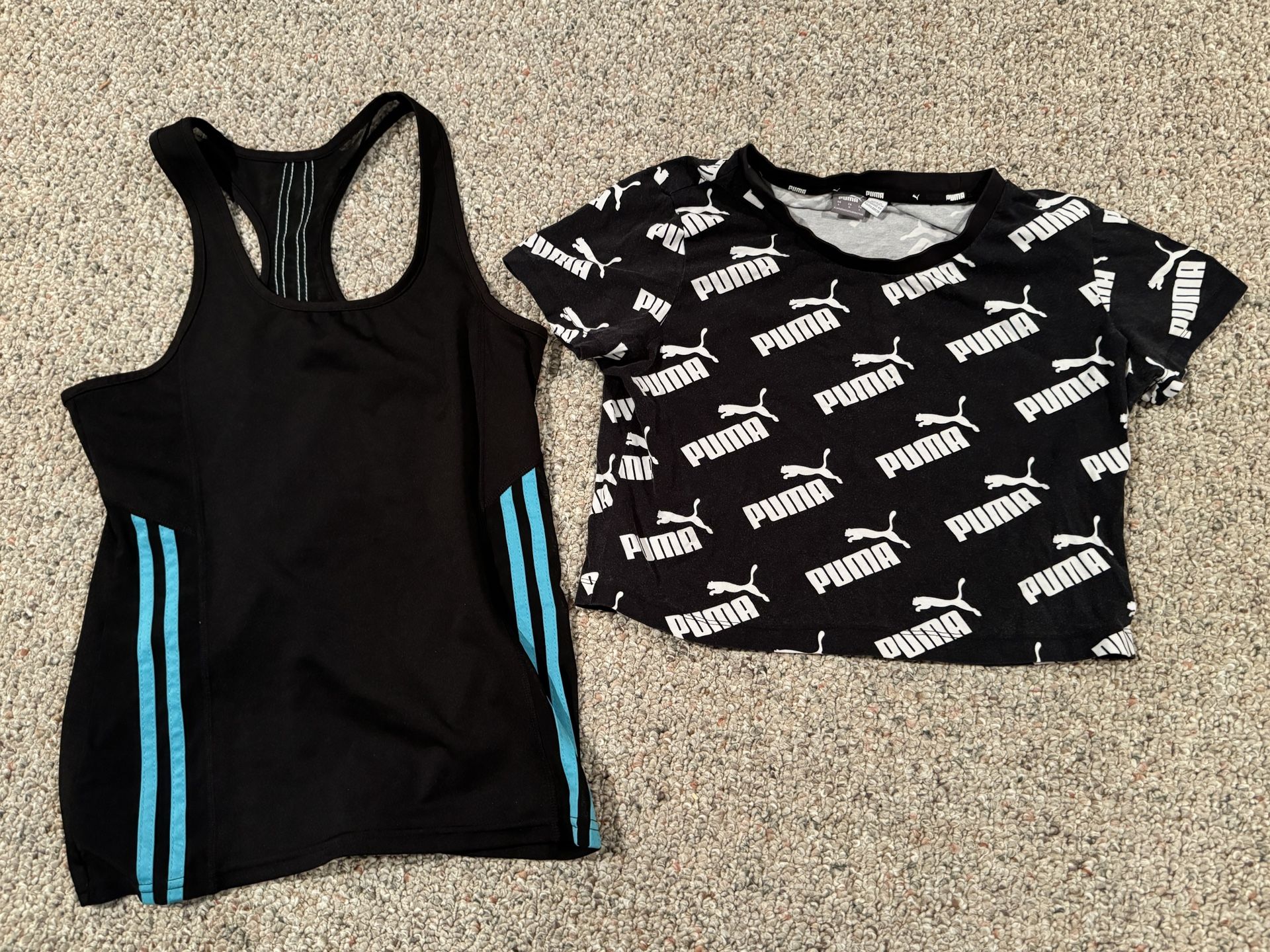 2 Juniors Large Athletic Shirt- 1 Tank & 1 Puma cropped