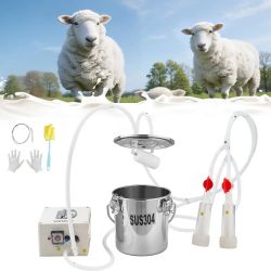 Goat Milking Machine, 0.8 Gal / 3 L Food-Grade Stainless Steel Bucket, with 5200 mAh Rechargeable Battery, 2 Teat Cups, Cordless Portable Pulsation Va