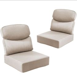 Outdoor Patio Chair Cushions Set – 24” x 24” – 6” Thick – Beige – 2 Pack