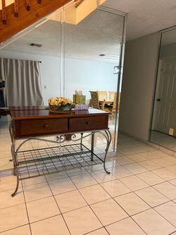 Wood and Wrought Iron Console Table