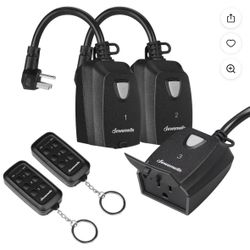 DEWENWILS Outdoor Indoor Wireless Remote Control Outlet with 2 Remotes, Heavy Duty 15A Remote 100FT Plug Weatherproof