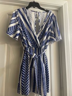 Blue and White Romper