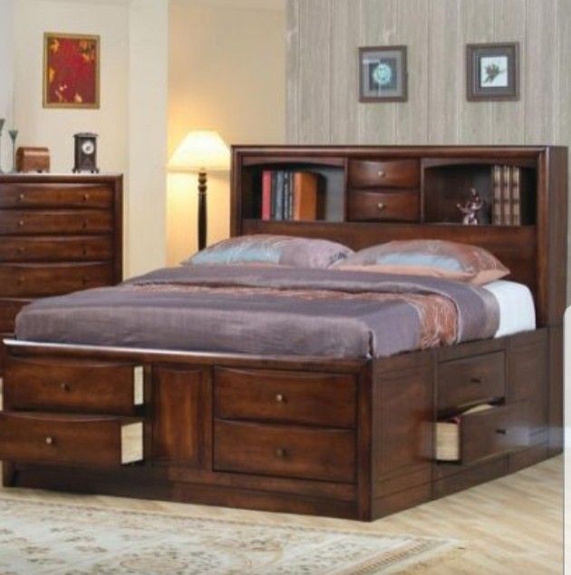 SOLID KING BED 10 DRAWERS STORAGE WOW