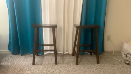 Bar stools (2) solid wood heavy