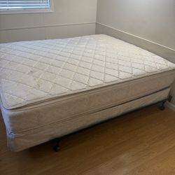 Cal King size Bed Frame + Box Mattress + Mattress 