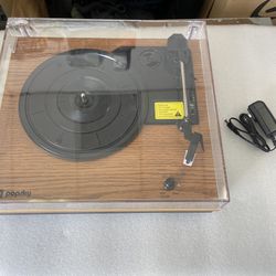 Record Player, Vintage Turntable 3-Speed Bluetooth Record Player with Speaker, Portable LP Vinyl Player, RCA Jack, Natural Wood
