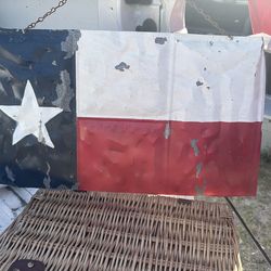 Distressed metal art Texas flag
