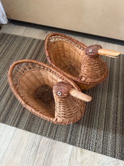 Set of two Wicker duck baskets
