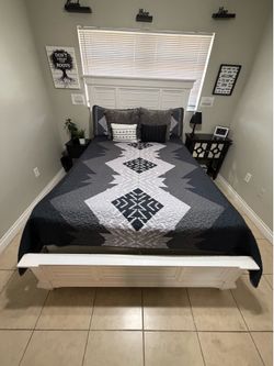 White Queen Shutter Bed Frame and mattress included