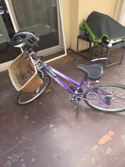 Bike with helmet and basket