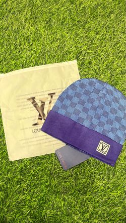 Blue Patterned Knit Beanie