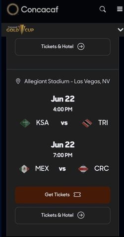 Copa Oro Tickets Para Los 2 Juegos