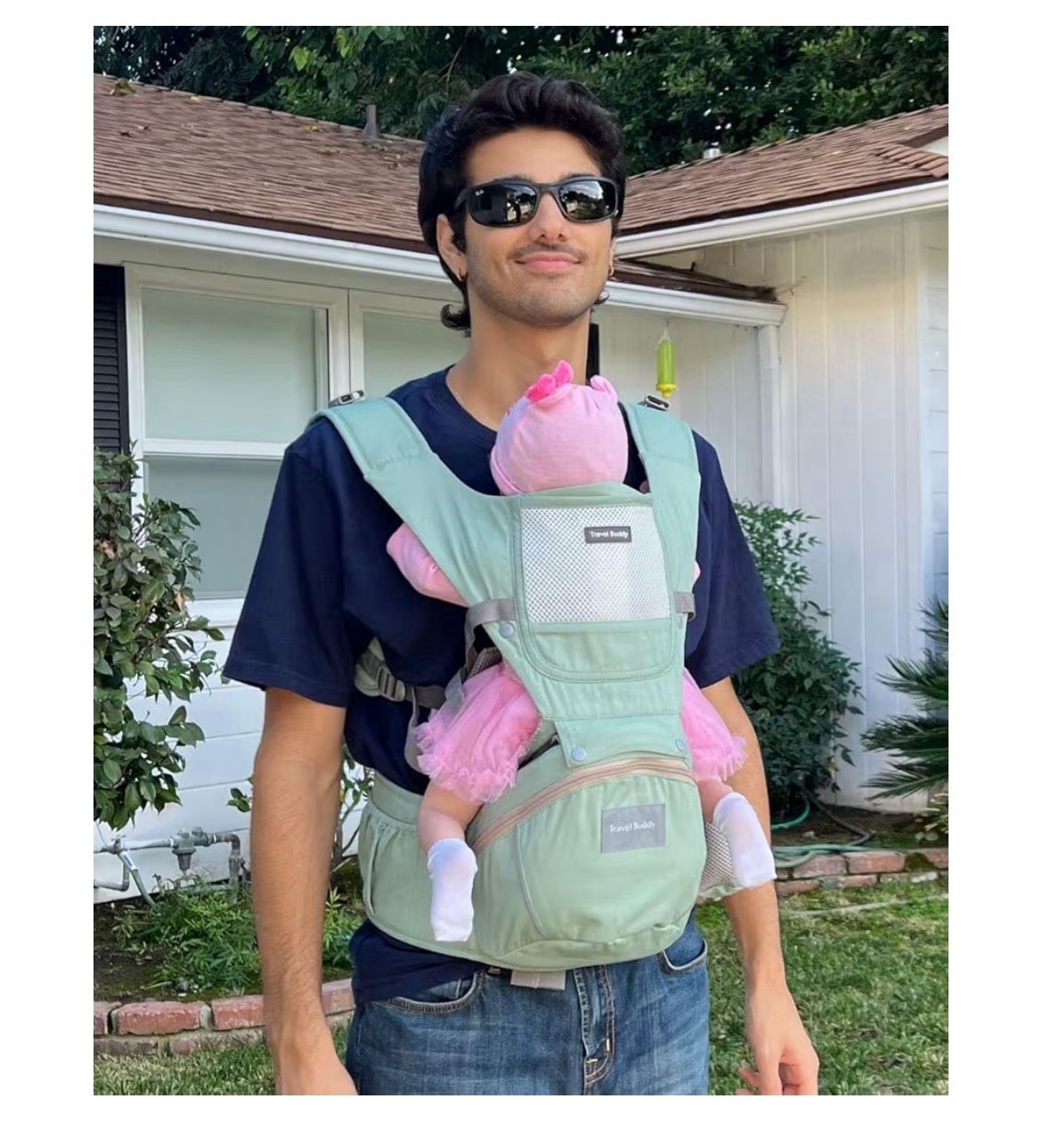 Travel Buddy Baby Carrier | 4-in-1 with Hip Seat and Sling | Adjustable Size for Dad & Mom | Back & Lumbar Support | Ergonomic M Position Develops Hea