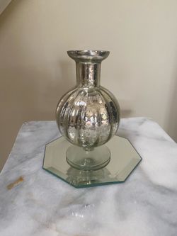 Silver mercury glass 12” vase