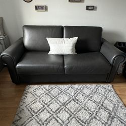 Dark Gray Leather Sleeper Sofa