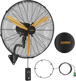 24 Inch Wall Mount Fan Oscillating Misting with 600D Oxford Cover Extra Long 3.9ft Wired Remote, 9.8ft Power Cord Wall Fan, IP44 Outdoor Fans for Pati