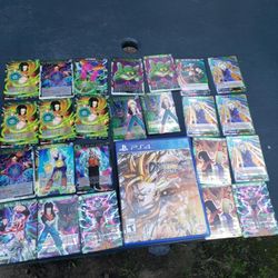 24 DBZ Cards Holo Glowing Only. Android 17 & 18 frizar & Manji buu. With Dragon Ball Z Game Can work PS5 PS4. $180! Or Best Offer For all. Trade are w