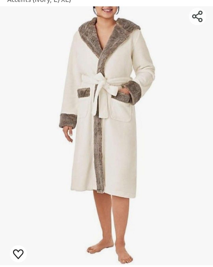 Women's luxury robe with faux fur hoodie