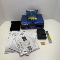 Olympus Stylus Tough-6000 10MP Waterproof Digital Camera - Blue W/ Box & EXTRAS