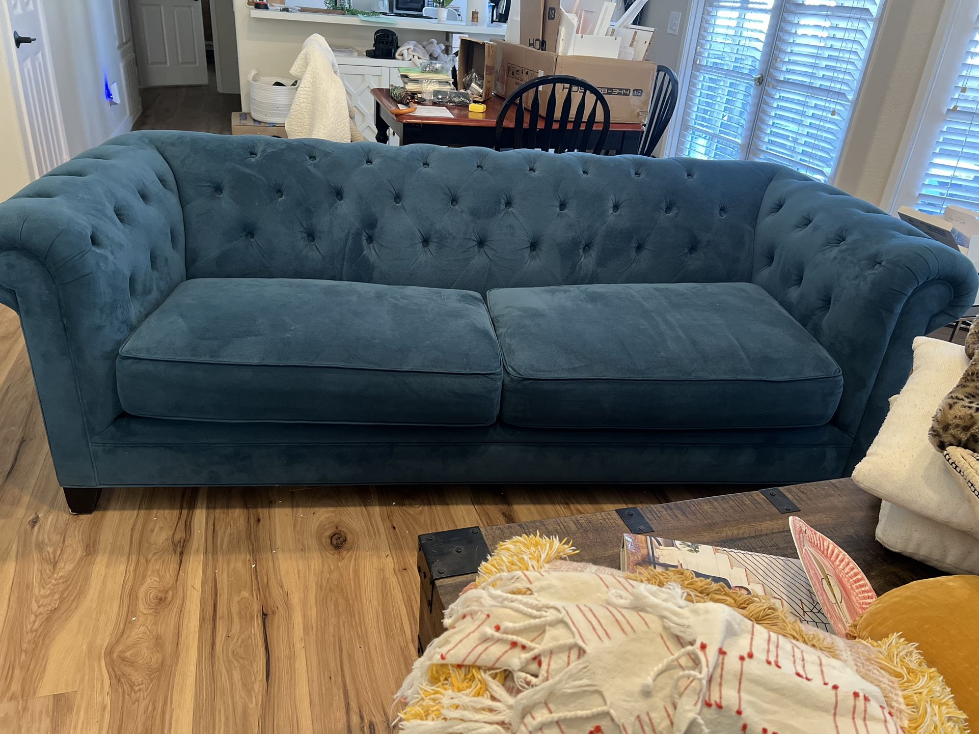 Blue Tufted Sofa