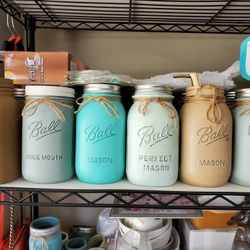 Chalk Painted Qt Mason Jars, Each