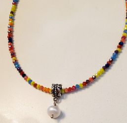 20 Inch Multi Colored Delicate CRYSTAL NECKLACE/Bracelet/anklet Thumbnail