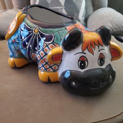 Mexican Ceramic Cow Pot, NEW
