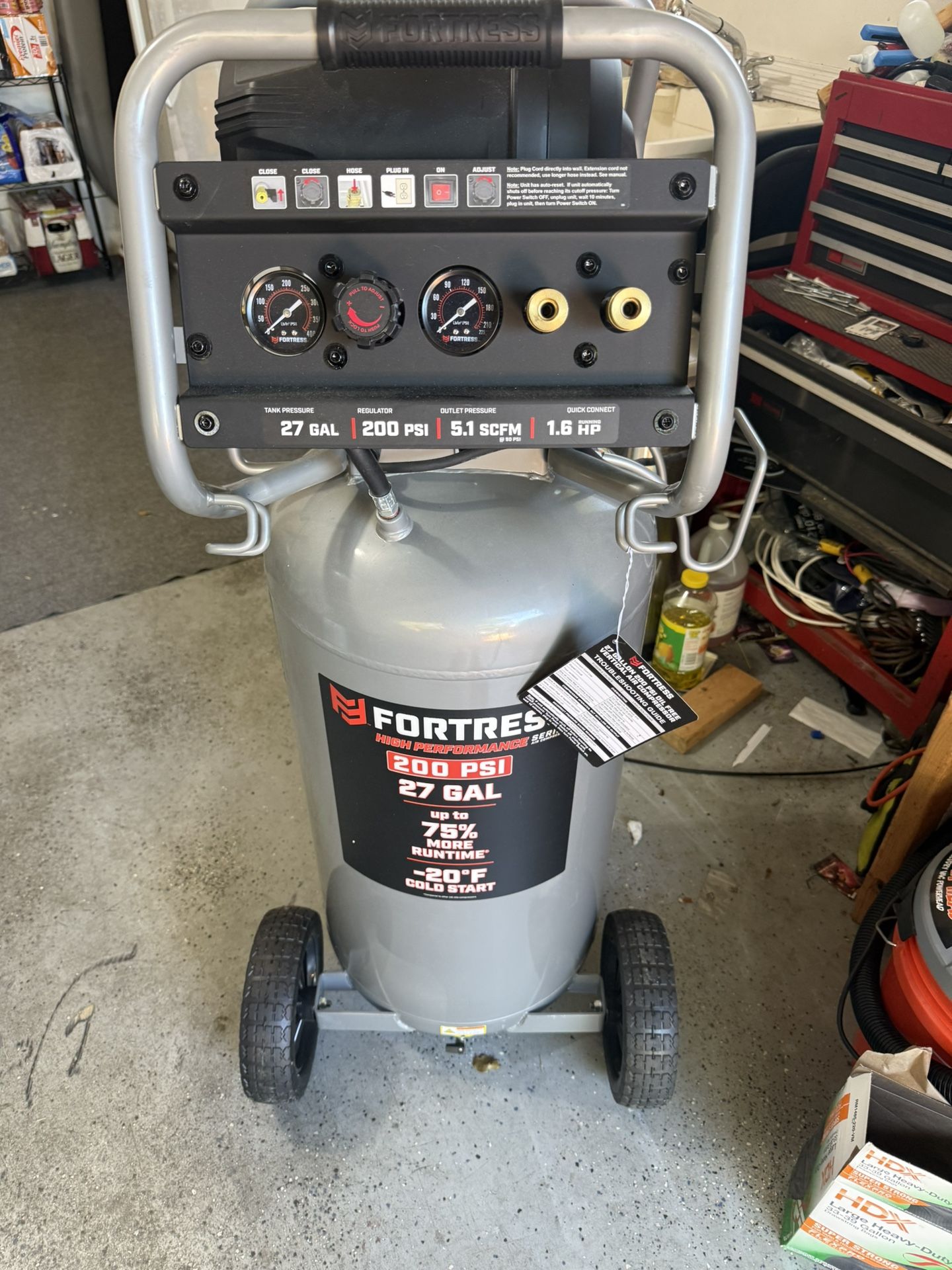 27 Gallon Air Compressor 200 Psi 1.6hp