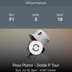 2 Tickets 3rd Row Peso Pluma $700 Each Ticket 