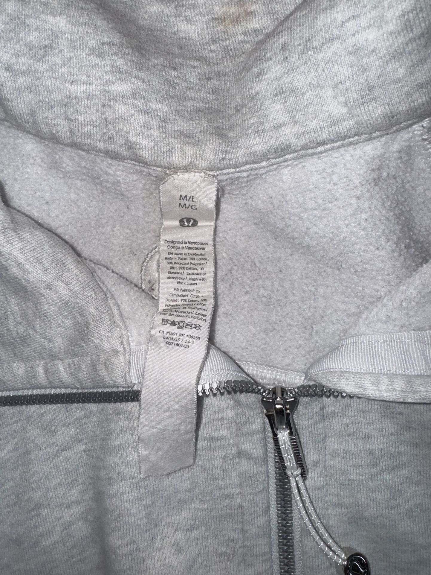Lululemon - Scuba Oversized Funnel-Neck full zip- color heathered grey
