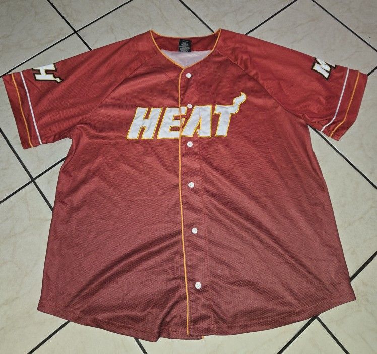 Men's Miami Heat Baseball Style Red Sunrise Jersey Size XL