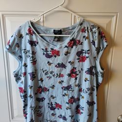 One Step Ahead Blue Boxy Relaxed Short Sleeve Tee