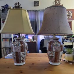 Vintage Japanese  porcelain lamp set.