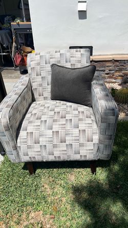 Upholstered Accent Chair with Dark Wood Legs