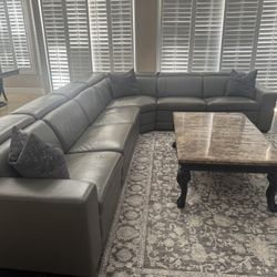 Gray Leather Sectional