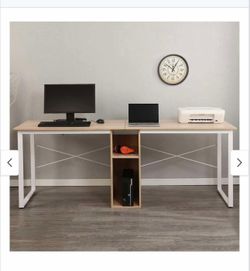 2-Person Home Office Desk,78 inch Large Double Workstation Desk, Storage Desk Writing Desk with Storage $100