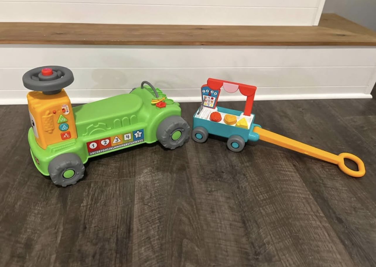 Fisher Price Farm to Market Tractor Ride On Learning Toy for Baby & Toddlers