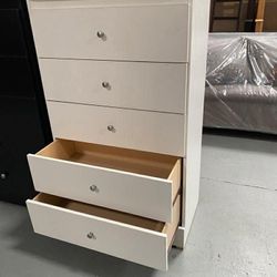 5 Drawer White With Rails 