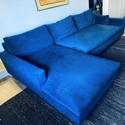 West Elm Harmony Couch – Extra Deep Ink Blue Velvet – Excellent Condition – $1800 (OBO)