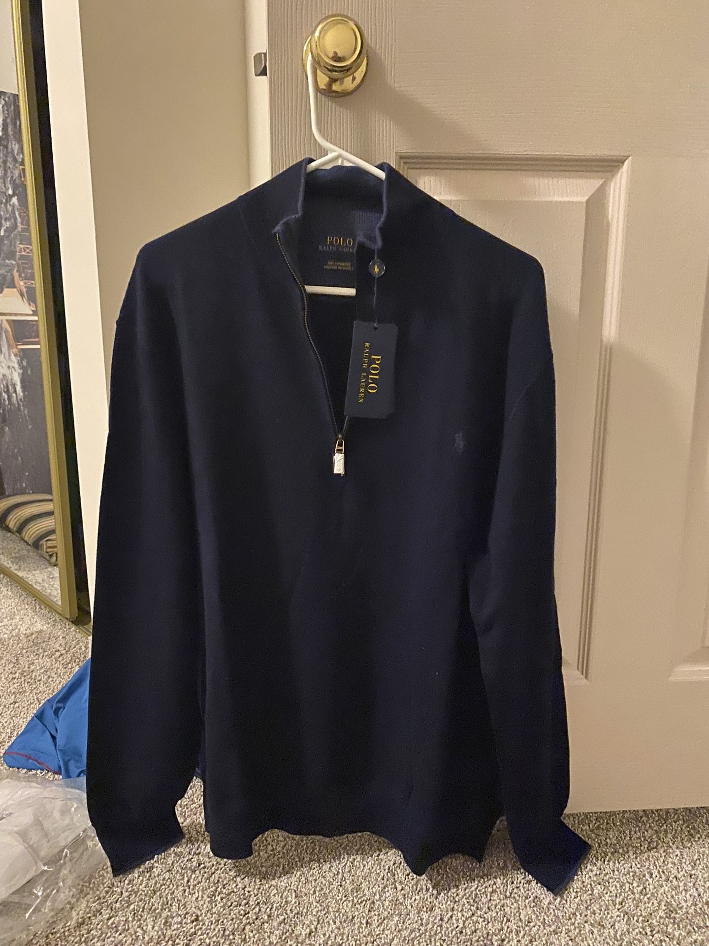Mens XXL Ralph Lauren Long Sleeve Half Zipper Polo